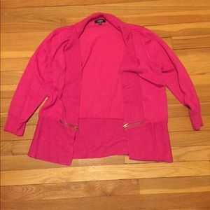 Pink cardigan with gold zippers
